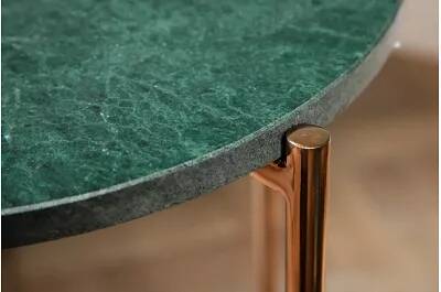 Table d'appoint avec plateau amovible marbre vert et métal doré