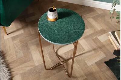 Table d'appoint avec plateau amovible marbre vert et métal doré