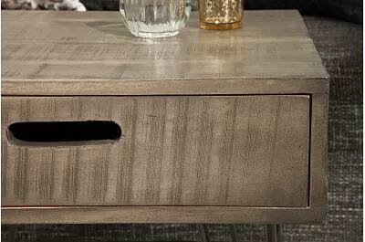 Table d'appoint en bois massif manguier gris et métal noir