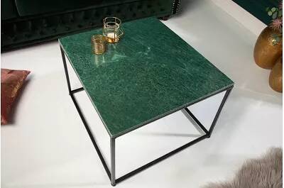 Table basse design aspect marbre vert et métal noir