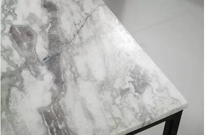 Table basse design aspect marbre blanc et métal noir