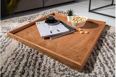 Table basse avec plateau amovible en bois aspect chêne
