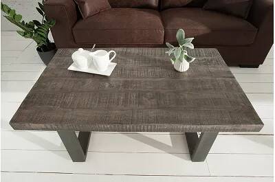 Table basse en bois massif manguier gris