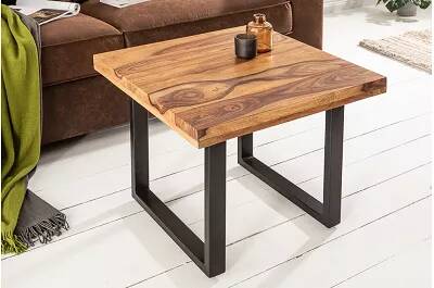 Table d'appoint en bois massif de sheesham et métal noir