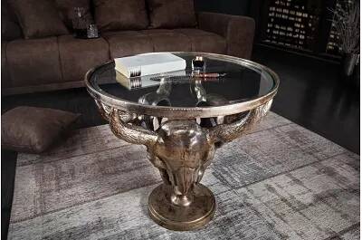 Table basse design en aluminium bronze et verre