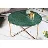 Table basse design aspect marbre vert et métal doré Ø62