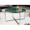 Table basse design aspect marbre vert et métal doré Ø62