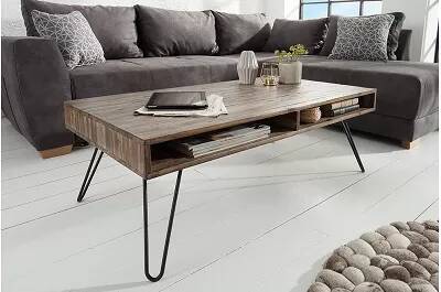 Table basse en bois massif acacia gris
