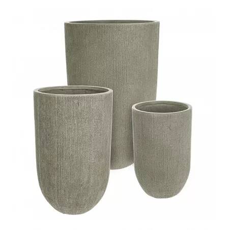 Set de 3 vases de jardin fibre de verre kaki Erémia
