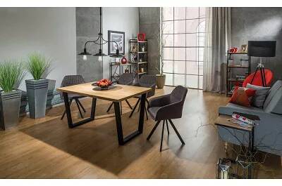 Table d'appoint design en bois et métal noir mat