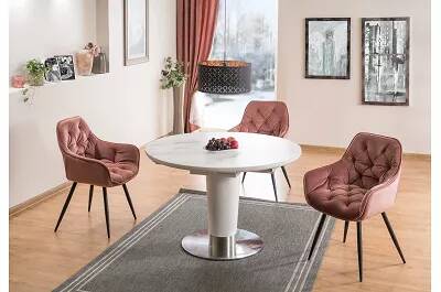 Set de 2 chaises en velours matelassé rose antique