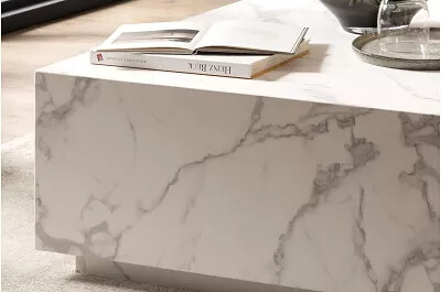 Table basse aspect marbre blanc