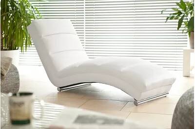 Chaise longue de relaxation incurvé en simili cuir blanc