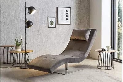 Chaise longue de relaxation incurvé velours gris