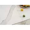 Table à manger extensible céramique aspect marbre blanc L160-220