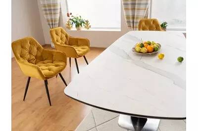 Table à manger extensible céramique aspect marbre blanc L160-220