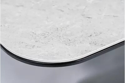 Table à manger extensible céramique aspect marbre blanc L160-210