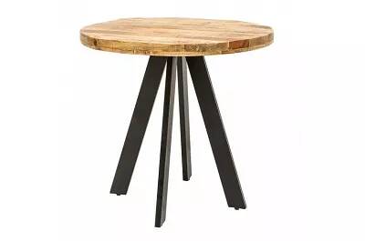 3990 - 80849 - Table de salle à manger en bois massif manguier et métal noir 80x80