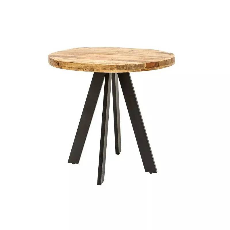 Table de salle à manger en bois massif manguier et métal noir 80x80