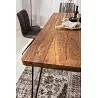 Table de salle à manger en bois massif sheesham et métal noir L200x80