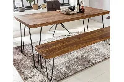 Table de salle à manger en bois massif sheesham et métal noir L200x80