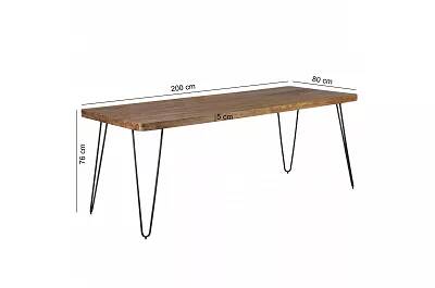 Table de salle à manger en bois massif sheesham et métal noir 180x80