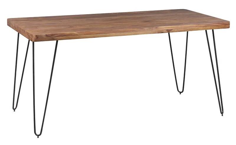 Table à manger en bois massif sheesham et métal noir L120x80