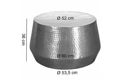 Table basse design aluminium argenté avec espace de rangement Genova Ø60