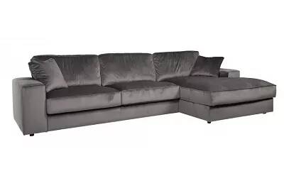 Canapé d'angle design 3 places en velours gris foncé