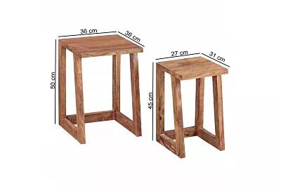 Set de 2 tables d'appoint rustique bois de sheesham Kenton