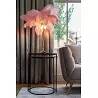 Lampe de table en plumes rose et cuivre doré H80
