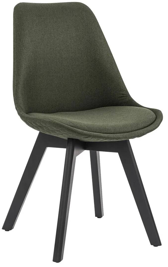 Set de 2 chaises en tissu vert et dossier matelassé
