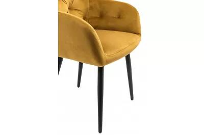 Chaise en velours capitonné jaune
