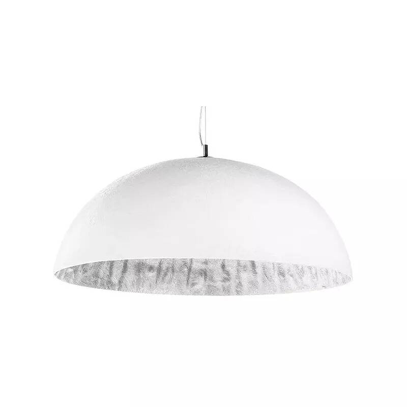 Lampe suspension design en fibre de verre blanc et argenté Ø70