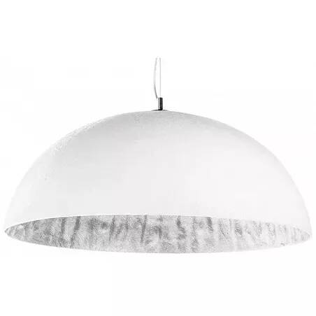 Lampe suspension design en fibre de verre blanc et argenté Ø70