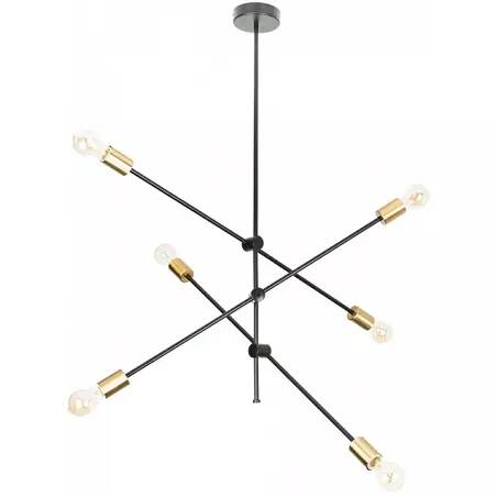 Lampe suspension pivotante design en métal noir et doré Ø85