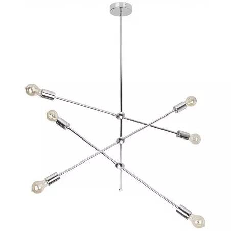 Lampe suspension pivotante design en métal chromé Ø85