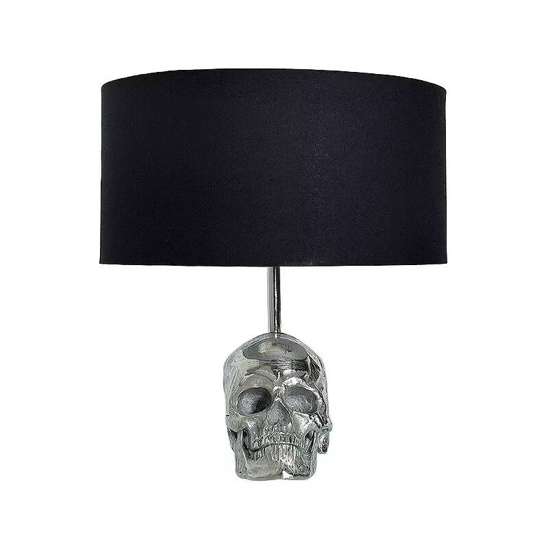 Lampe de table en aluminium et tissu noir Skull