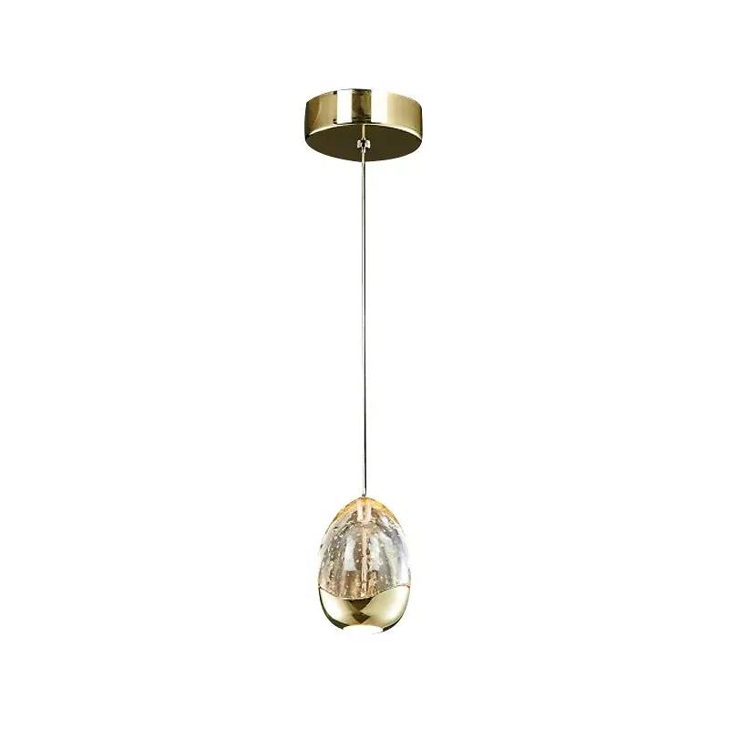 Lampe suspension design à LED en verre et métal doré Ø12