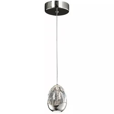 Lampe suspension design à LED en verre et métal chromé Ø12