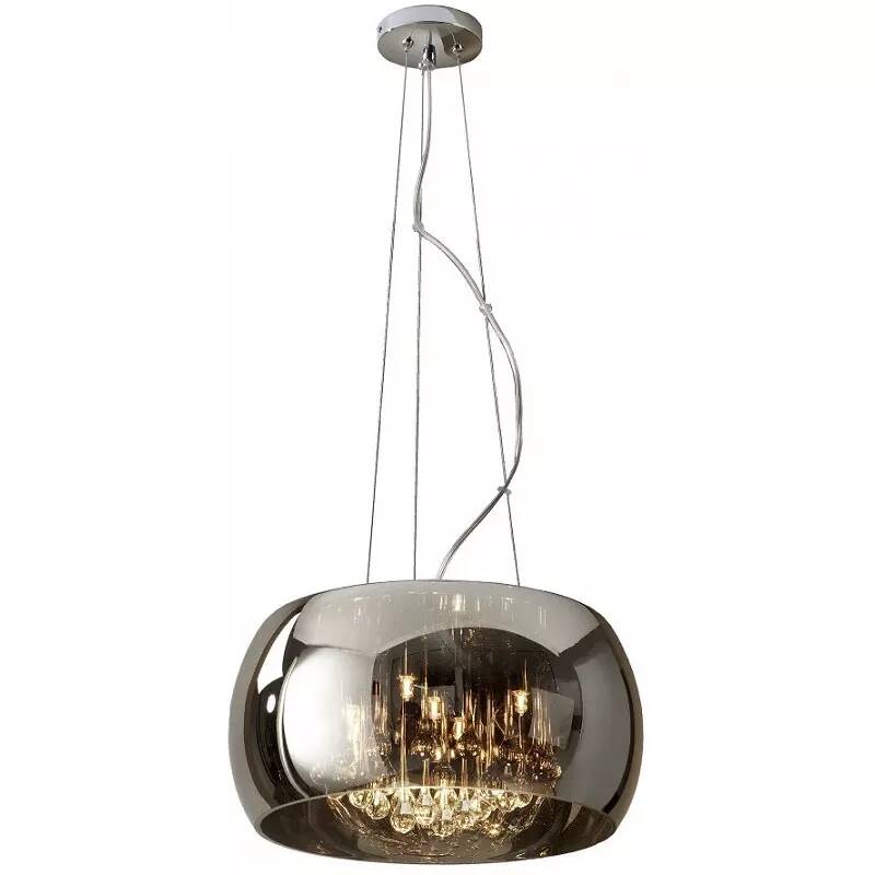 Lampe suspension design à LED verre gris fumé miroir Ø40