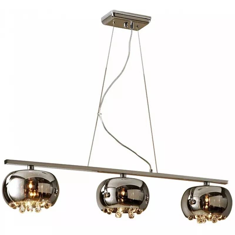 Lampe suspension design à LED en verre gris fumé miroir L102