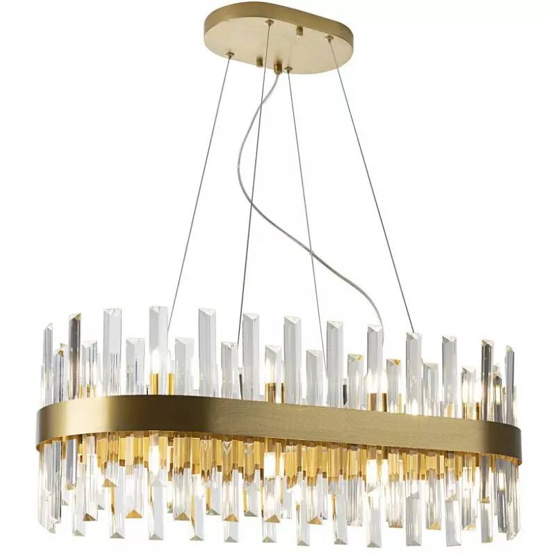 Lampe suspension design à LED en verre et métal doré Ø80