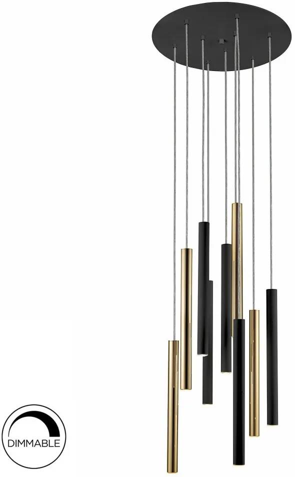Lampe suspension design à LED dimmable en métal doré et noir Ø42