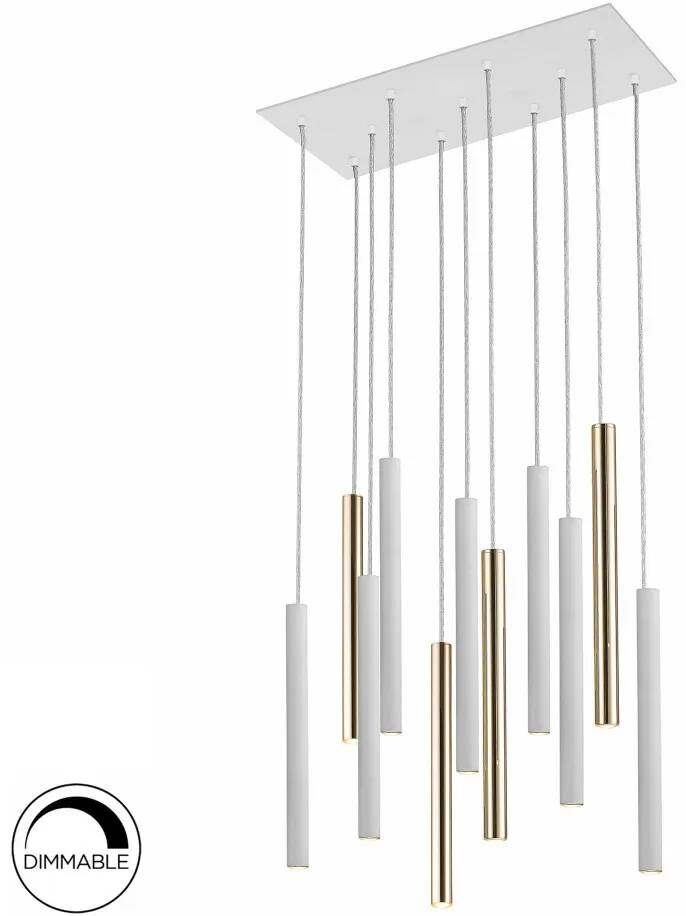 Lampe suspension design à LED dimmable en métal doré et blanc L60