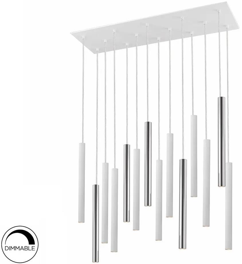 Lampe suspension design à LED dimmable métal chromé et blanc L80