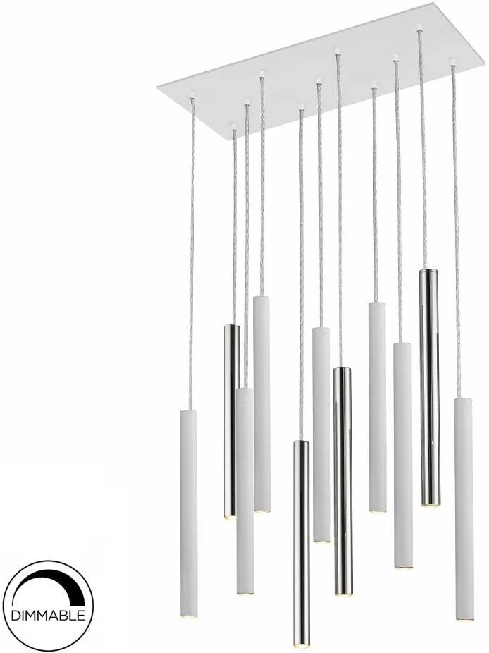 Lampe suspension design à LED dimmable en métal blanc et chromé L60