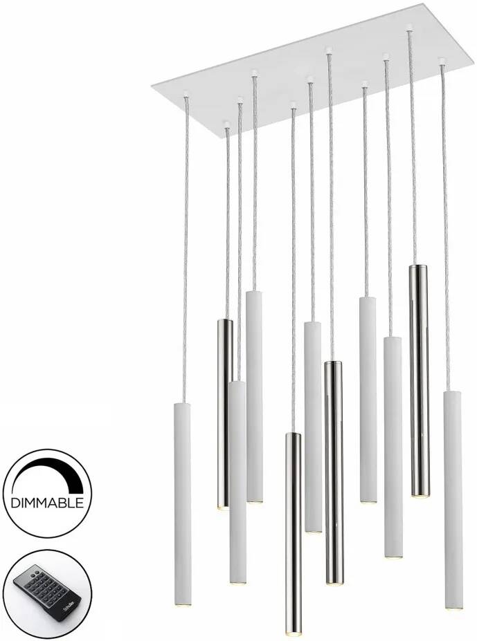 Lampe suspension design à LED dimmable en métal chromé et blanc L60