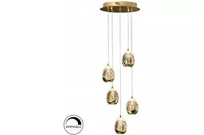 Lampe suspension design à LED en verre et métal doré Ø30