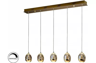 Lampe suspension design à LED en verre et métal doré L96